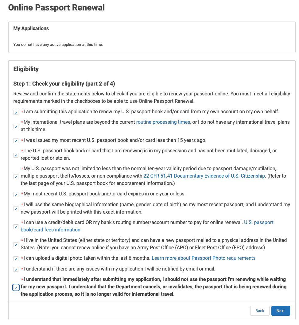 US Online Passport Renewal Eligibility